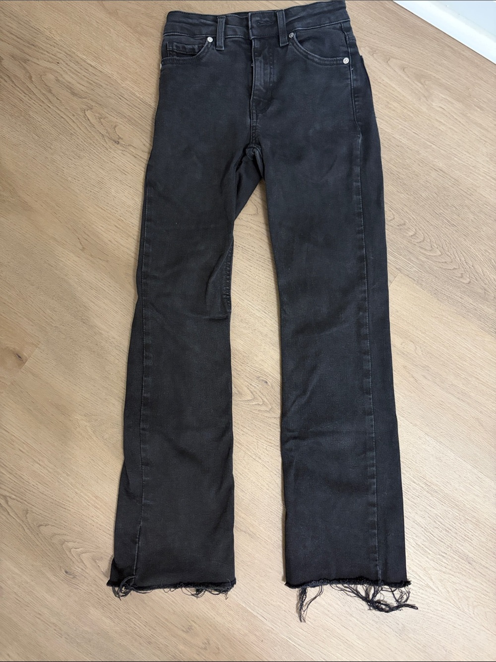 Mango Black Flare Jeans with Raw Hem